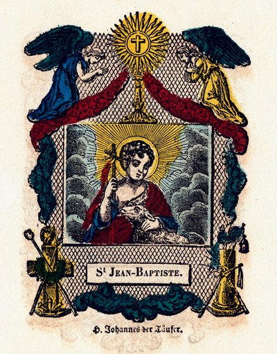 Pious image: Saint John the Baptist. Engraving of the 19th century Private collection by Anonymous Anonymous