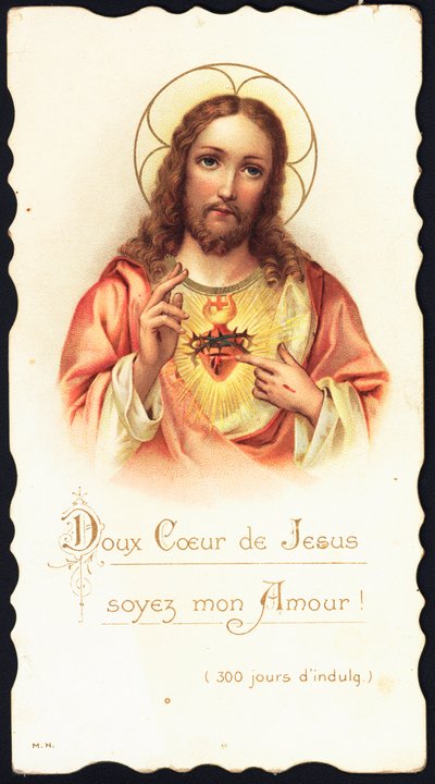 Pious image: Sweet heart of Jesus be my love. Chromolithography of the beginning of the 20th century Private Collection by Anonymous Anonymous