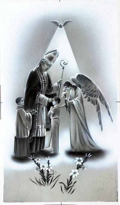 Pious image: the profession of faith, stage of Christian religious education. Private Collection Card by Anonymous Anonymous
