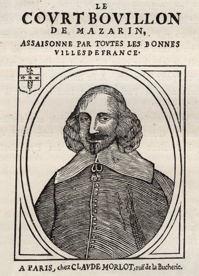 Political pamphlets Mazarinade (political pamphlet under the sling), popular image against Mazarin about his retirement in Bouillon (Le court broth de Mazarin). Private collection. by Anonymous Anonymous
