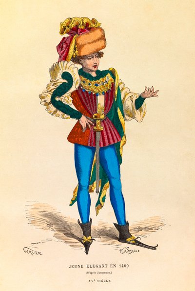 Portrait and Costume of a Young Elegant in Paris in 1480 by Anonymous Anonymous