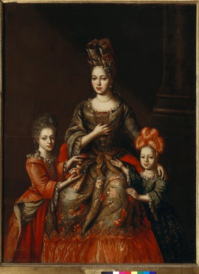 Portrait of Anastasia Naryshkina and Her Daughters Alexandra and Tatyana by Anonymous Anonymous