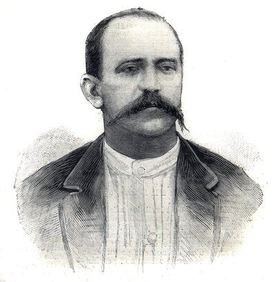 Portrait of Albert Nebout, French explorer in Africa. Engraving in 