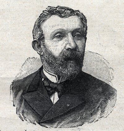 Portrait of Alfred Mezieres (1826-1915), French Literary Historian, Journalist and Politician. Engraving in 