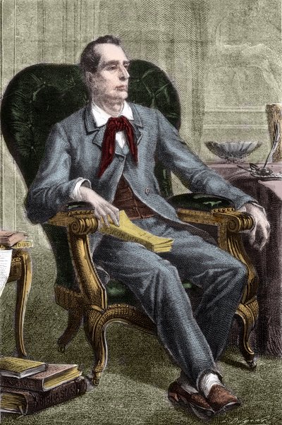 Portrait of Alphonse de Lamartine (1790-1869) - Portrait of Alphonse de Lamartine (1791-1869), French writer and politician - Engraving in Histoire des Girondins by Alphonse de Lamartine (1790-1869) 1865-1866 - Private collection by Anonymous Anonymous