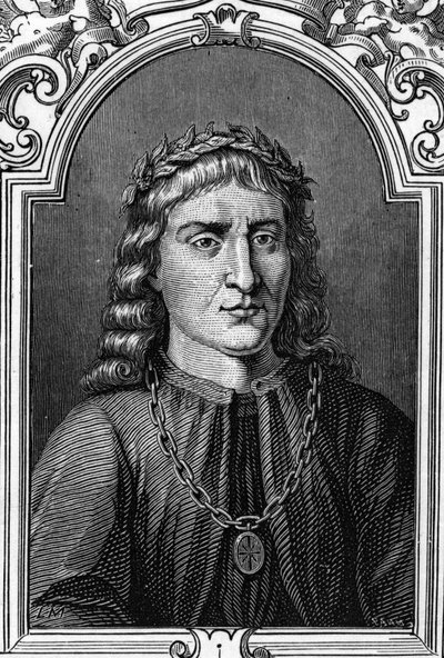 Portrait of Andrea Mantegna (1431-1506) Italian Painter. Engraving of 1859 in 