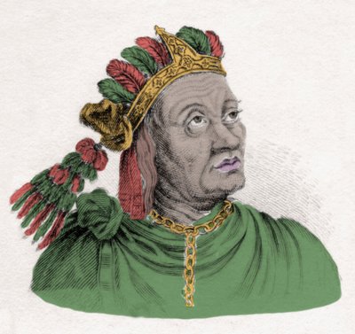 Portrait of Atahualpa, last emperor of the Inca Empire. Engraving of the 19th century by Anonymous Anonymous