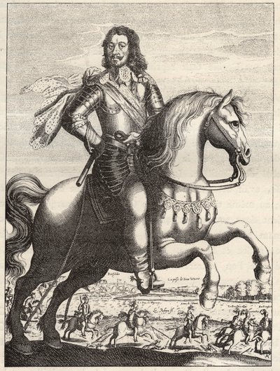 Portrait of Bernard of Saxony Weimar (1604-1639) with the capture of John of Werth by Duke Bernard and Duke of Rohan. Engraving of the 17th century. Private collection. by Anonymous Anonymous