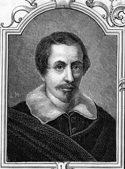 Portrait of Daniele Crespi, Italian painter. Engraving of 1859 in 