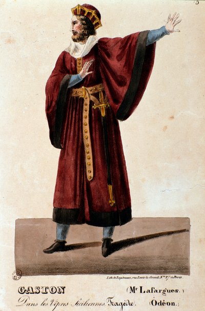 Portrait of Gaston interpreted by Lafargues in The Sicilian Vespers (I vespri siciliani), opera by Giuseppe Verdi by Anonymous Anonymous