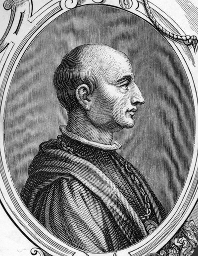 Portrait of Gentile Bellini (1429-1507), Italian painter. Engraving of 1859 in 