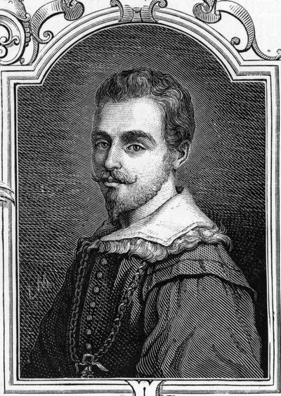 Portrait of Giulio Cesare Procaccini (1574-1625) Italian painter. Engraving of 1859 in 