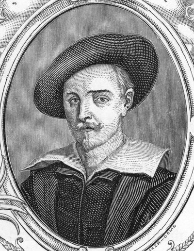 Portrait of Guido Reni (1575-1642). Italian Painter. Engraving of 1859 in 