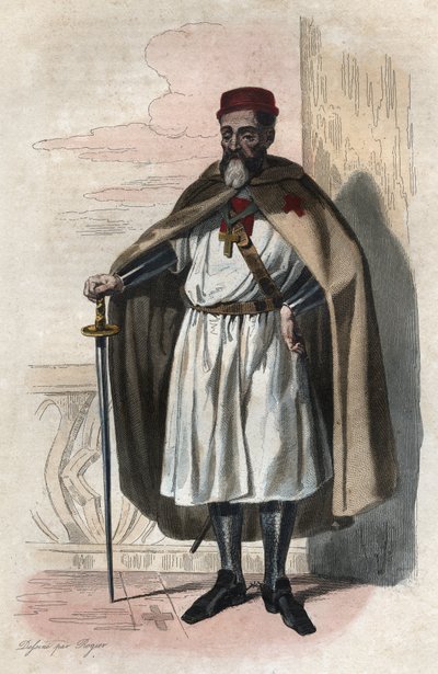 Portrait of Jacques de Molay (1243-1314), Grand Master of the Knights Templar. Illustration from 