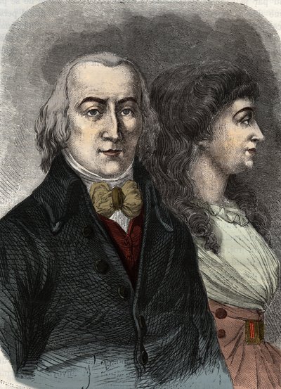 Portrait of Jean Marie Roland, Viscount de la Platiere (1734-1793) with Manon Roland, or Jeanne Marie, or Manon Phlipon (Madame Roland) by Anonymous Anonymous
