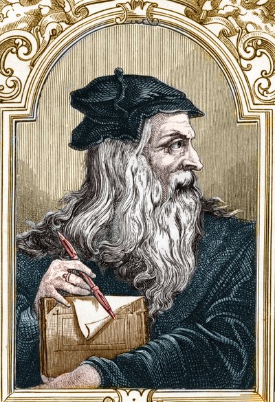 Portrait of Leonardo da Vinci (engraving) by Anonymous Anonymous