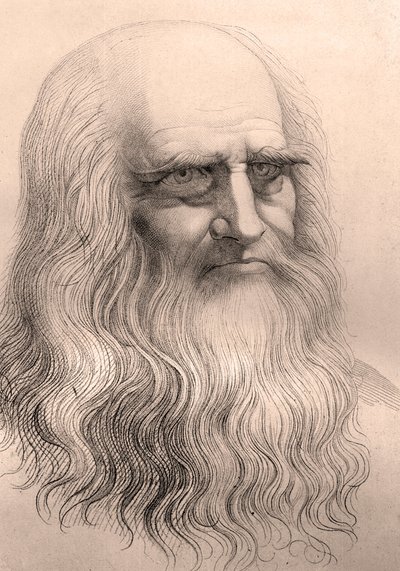 Portrait of Leonardo Da Vinci from his self-portrait by Anonymous Anonymous