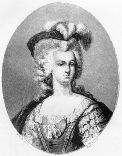 Portrait of Marie Antoinette (1755-1793), Queen of France - Engraving of 1863 in Le Livre Rouge - Histoire De L