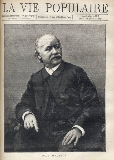 Portrait of Paul Meurice, French writer. Engraving in 