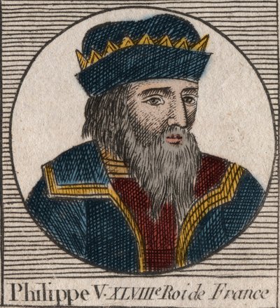 Portrait of Philip V the Long, King of France - engraving from 