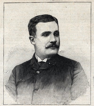 Portrait of Pierre Decourcelle, French writer (1856-1926). Engraving in 