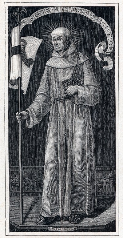 Portrait of Saint John of Capistran, Italian Franciscan. From the 15th century painting by Bartolomeo Vivarini. Engraving in 