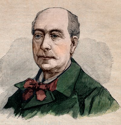 Portrait of Theodore de Banville (1823-1891), French poet. Engraving in 