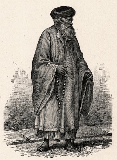 Portrait of a Catholic Coptic from Zifte in Egypt. Engraving in Les Missions Catholiques au XIXeme Siecle by Louis-Eugene Louvet. Private collection. by Anonymous Anonymous