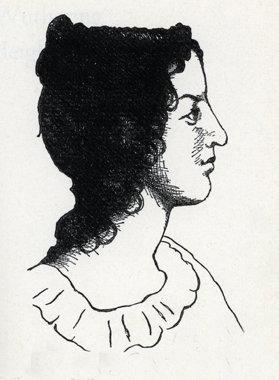Portrait of British writer Emily Bronte (1818-1848) (engraving from 