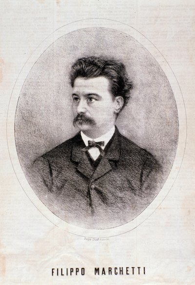 Portrait of Italian composer Filippo Marchetti. Engraving. 19th century. Milanese private collection by Anonymous Anonymous