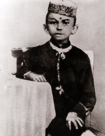 Portrait of Mohandas Karamchand Gandhi (1869-1948) as a child - Photography around 1875 by Anonymous Anonymous