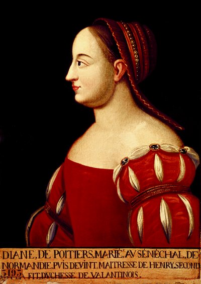 Portrait of the Duchess of Valentinois Diana de Poitiers (1499-1566), favorite of King Henry II of France by Anonymous Anonymous