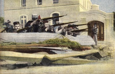 Portuguese Revolution: Barricade on a Street in Lisbon (engraving) by Anonymous Anonymous