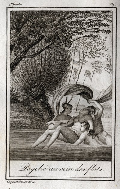 Psyche within the waves. Engraving from 1819 in 