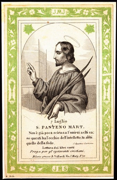 Representation of Saint Panthene of Alexandria. Pious image. Postcard. The beginning of the 20th century. Private Collection by Anonymous Anonymous