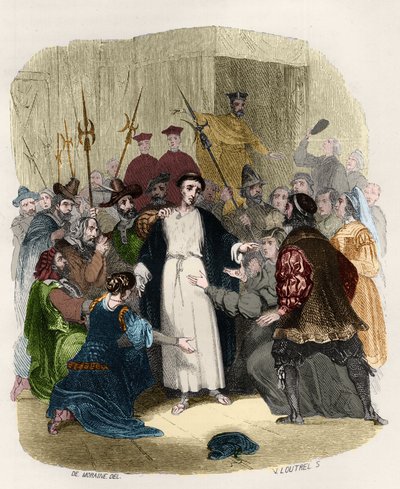 Saint John of Avila (1499-1569) accused of heresy by the inquisition in the 16th century. Illustration in 