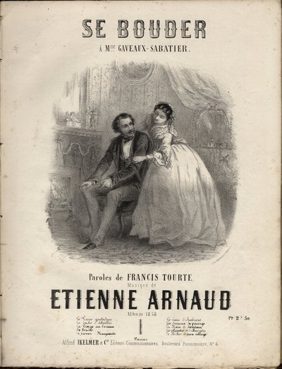 Sheet music for Se bouder lyrics by Francis Tourte, music by Etienne Arnaud. Private collection by Anonymous Anonymous