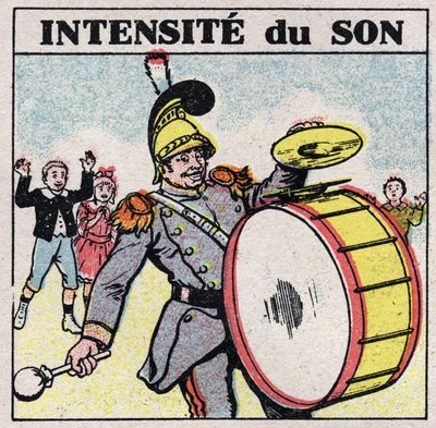 Sound Energy: Intense Sound. The Bass Drum of a Military Band. Anonymous illustration from 1925. Private Collection by Anonymous Anonymous