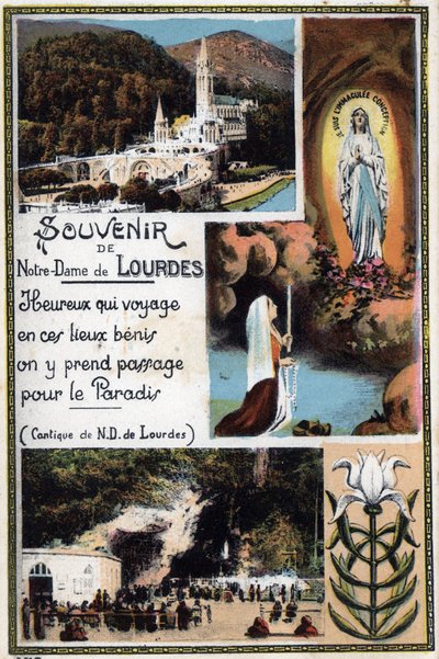 Souvenir postcard of Lourdes - Hautes Pyrenees around 1900 by Anonymous Anonymous