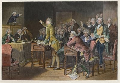 American Revolutionary Leader Patrick Henry (1736-1799) Speaking Out Against the Stamp Act in the Virginia House of Burgesses in 1765 by Anonymous Anonymous