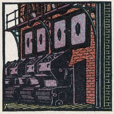 Steam generators: boiler battery. Anonymous illustration from 1925. Private collection. by Anonymous Anonymous