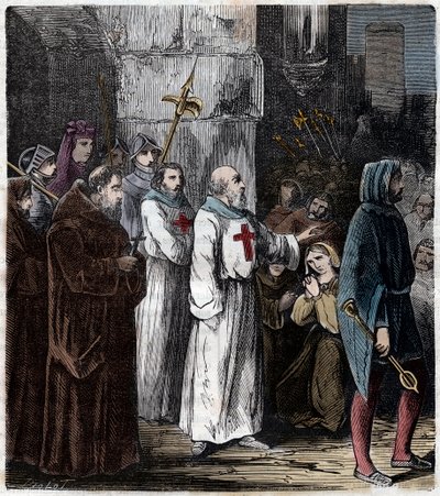 Supplice of the Templars: Jacques de Molay, grand master of the Order of the Templars and several of his companions are accused of heresy and debauchery by King Philip IV and executed March 4 by Anonymous Anonymous