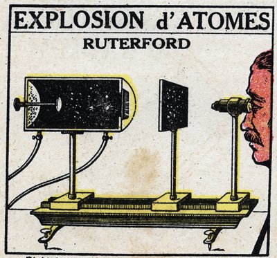 The Atom and Science: Explosion of Atoms by Ernest Rutherford (1871-1937). Anonymous illustration from 1925. Private collection. by Anonymous Anonymous