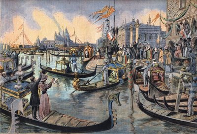The German Emperor William II of Prussia (1859-1941) in Venice. Engraving from the newspaper 