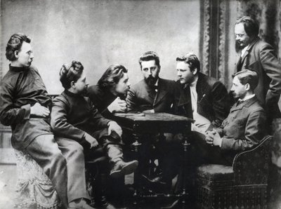 The Moscow Literary Sreda - Members of Sreda literary circle, formed in the second half of the 1890s by Russian realistic writers - Portraits of Russian intellectuals of the literary group Znanie: from left to right, Andrei Skitalets (Stephan Gabrilovich P by Anonymous Anonymous