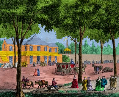 The Turkish cafe on the Boulevard du Temple in Paris, 1780 - Engraving - Private collection by Anonymous Anonymous