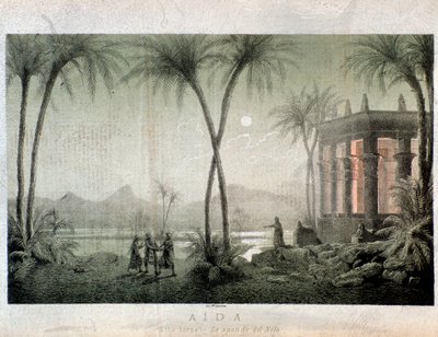 The banks of the Nile. Illustration for act III of Aida, opera by Giuseppe Verdi by Anonymous Anonymous