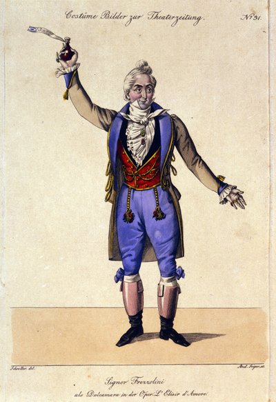 The bass Giuseppe Frezzolini interpreting Doctor Dulcamara in the opera L