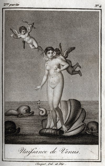 The birth of Venus. Engraving from 1819 in 