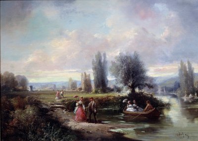 The boat ride. Anonymous painting of the 19th century by Anonymous Anonymous